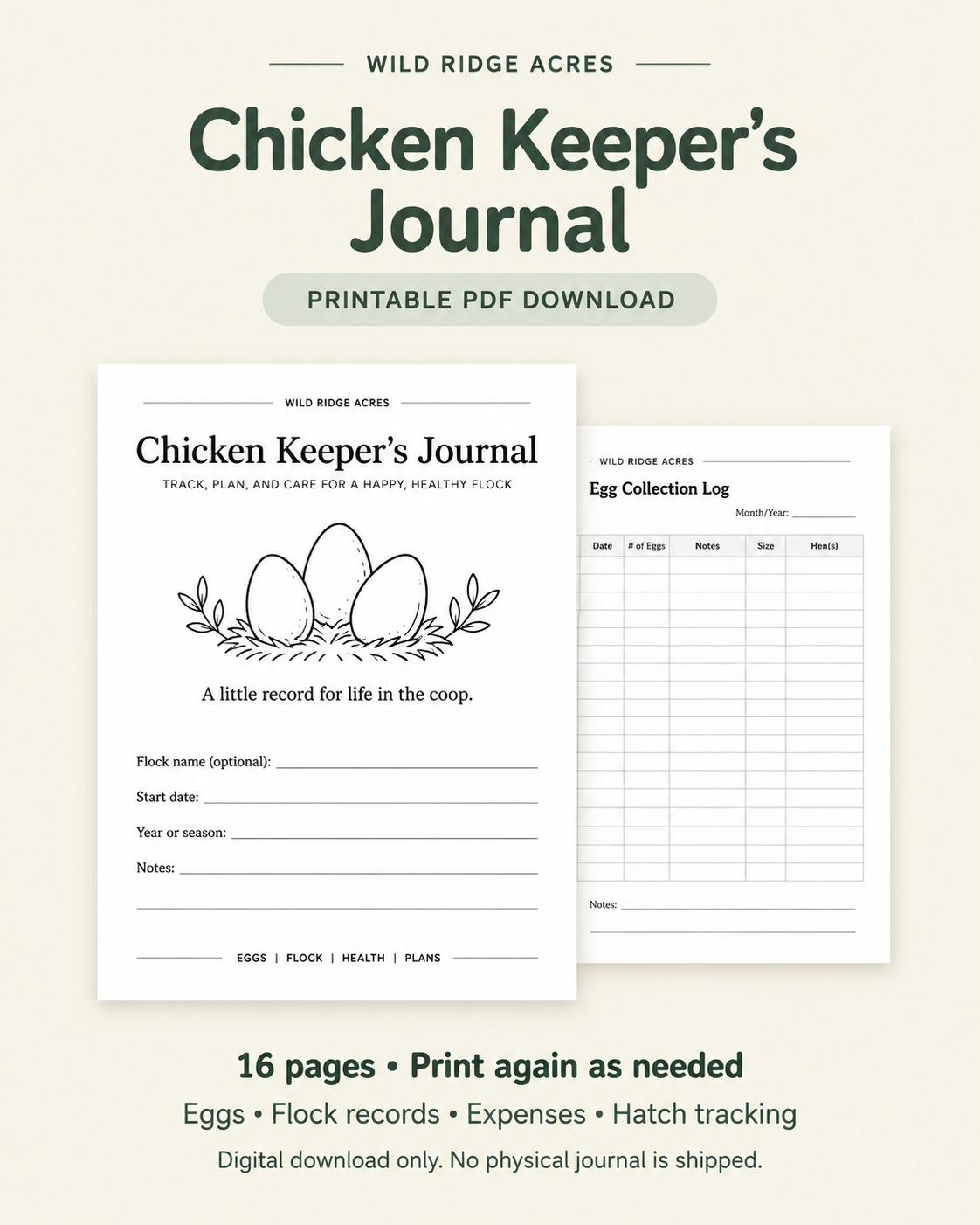 Chicken Keeper’s Printable Journal