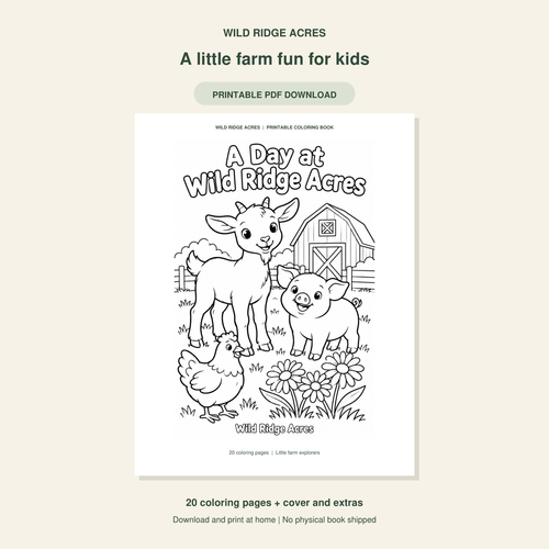 Wild Ridge Acres Kids printable PDF coloring book